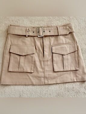 SHEIN Women’s Y2K Style Khaki Tan Cargo Mini Skirt with Matching Eyelet Belt M